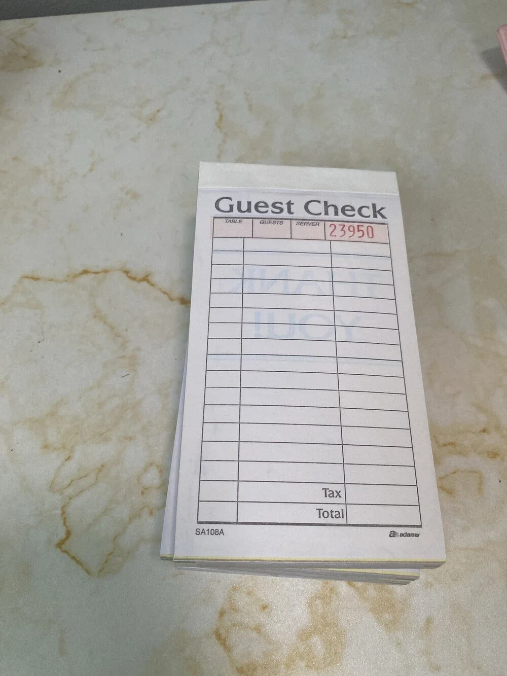 Adams SA108A Carbonless Guest Check Books Restaurant Server Set of 5 New